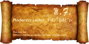 Madenszieder Fülöp névjegykártya
